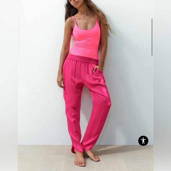 ZARA - Satin Split Hem Trousers - Picture 1 of 4